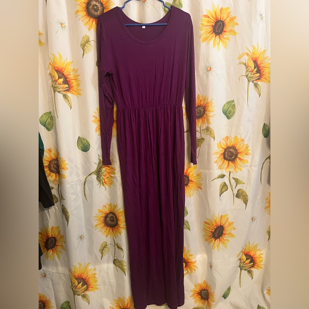 Elegant Purple Long Sleeve Dress